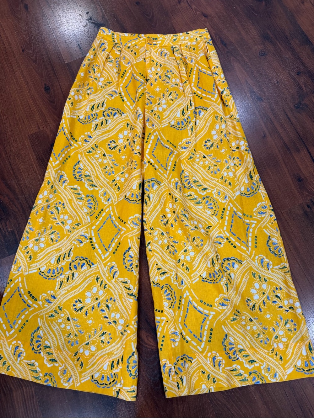 Rhode Campbell Linen Pants wide leg high rise orange color Sz 12